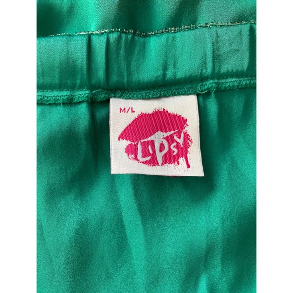 Lipsy Women Off Shoulder Mini Strapless Dress Beaded Tie Waist Green Size M/ L - Picture 7 of 9